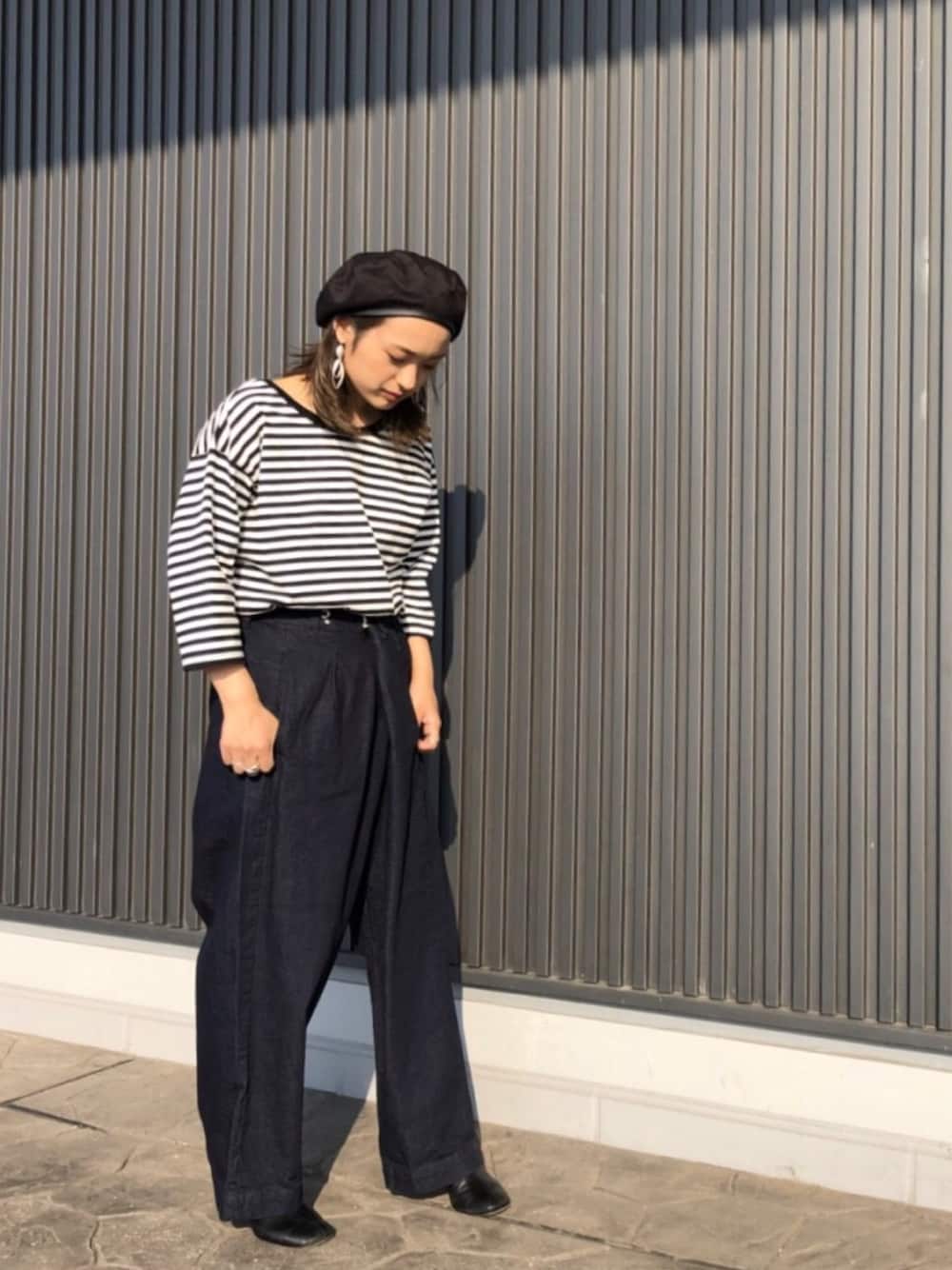 「カジュアルコーデ、ootd、デニム、ボーダー」｜「CIAOPANICの前後2way7分袖ボーダープルオーバー（Tシャツ/カットソー、ブラック系）」を使った、msdaskさん（レディース・155cm）の夏コーディネートの1枚目の写真