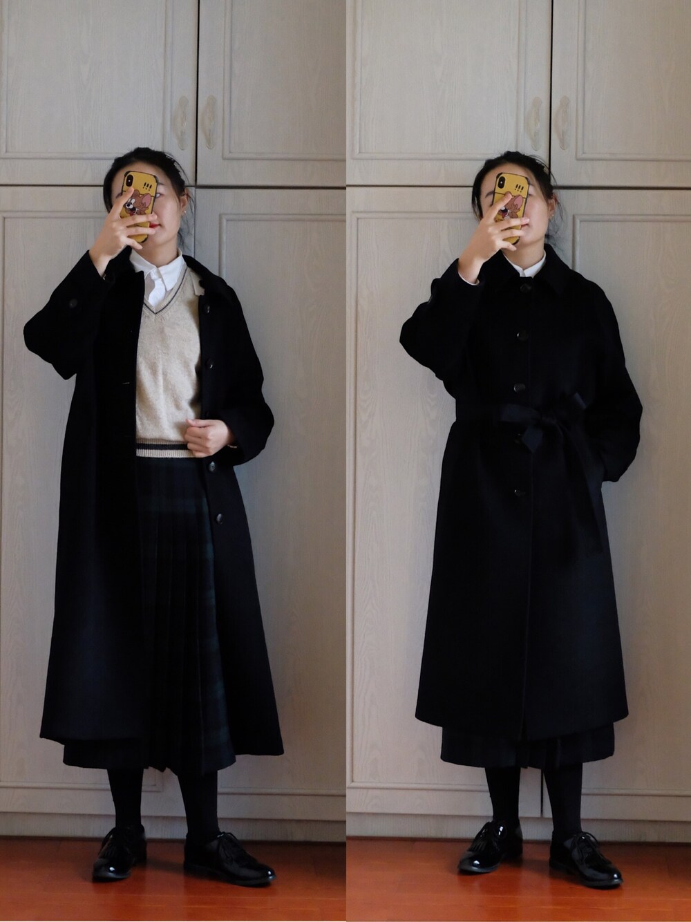 「LINGのアイテム（シャツ/ブラウス、ホワイト系）」を使った、ciciさん（レディース・162cm）の冬コーディネートの1枚目の写真