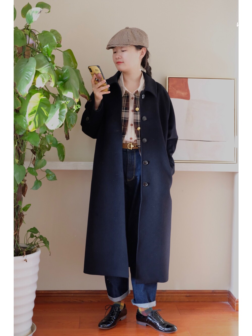 「chenshuiのアイテム（ピーコート、ブルー系）」を使った、ciciさん（レディース・162cm）の冬コーディネートの1枚目の写真