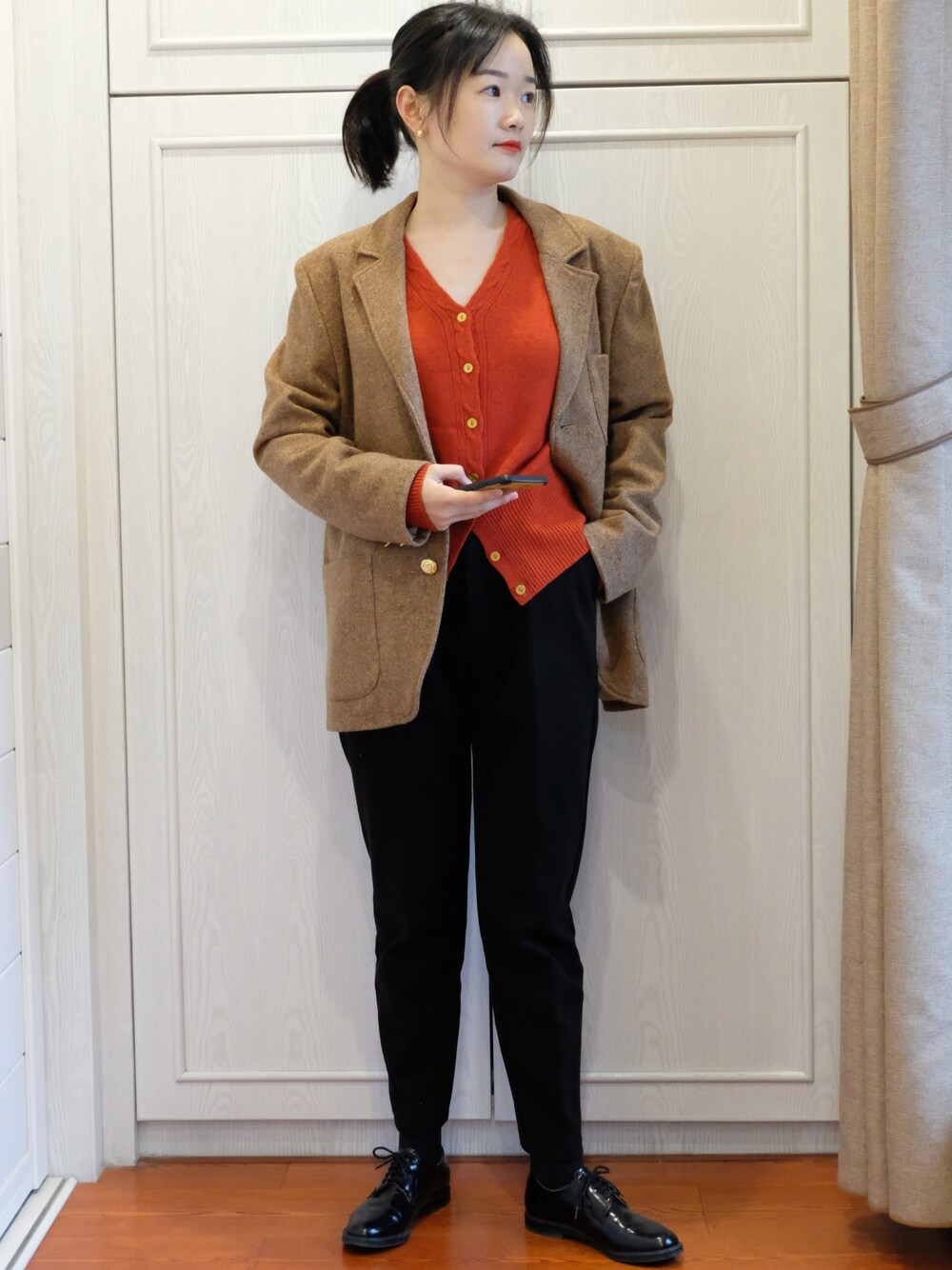 「Midnightのアイテム（ニット/セーター、レッド系）」を使った、ciciさん（レディース・162cm）の冬コーディネートの1枚目の写真
