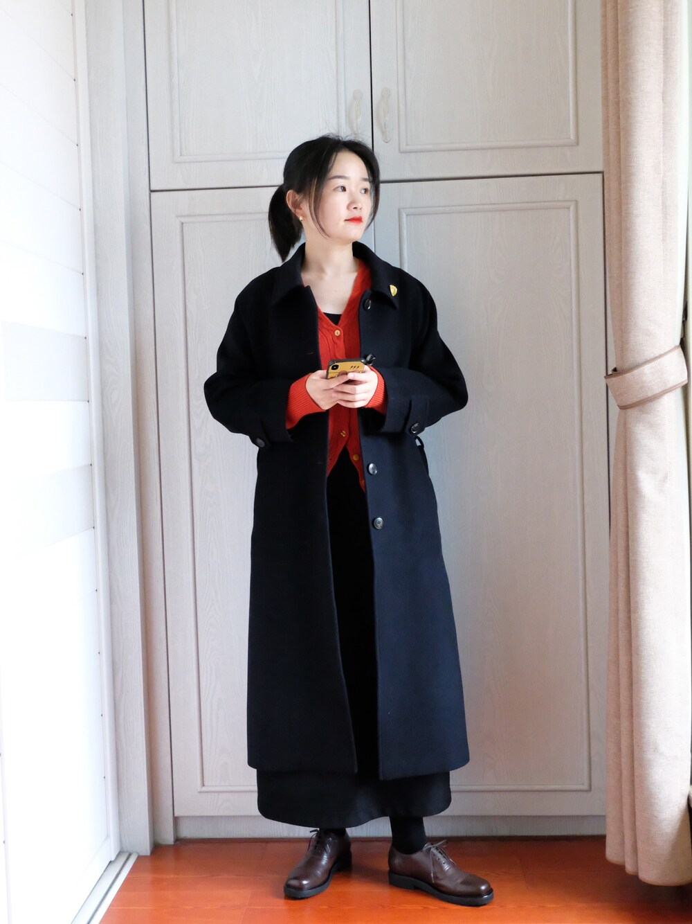 「Midnightのアイテム（ニット/セーター、レッド系）」を使った、ciciさん（レディース・162cm）の冬コーディネートの1枚目の写真