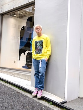 「アイテム（スウェット）」を使った、ICCHOさん（メンズ・170cm・30代）の春コーディネート