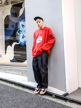 「NEONSIGN（ネオンサイン）のアイテム」を使った、ICCHOさん（メンズ・170cm）の春コーディネート