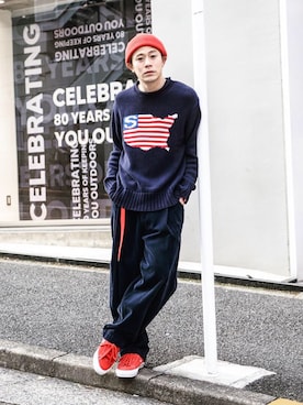 「NEONSIGN（ネオンサイン）のアイテム（その他パンツ）」を使った、ICCHOさん（メンズ・170cm）の冬コーディネート