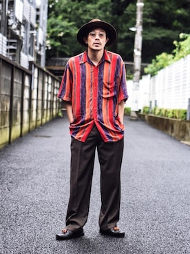 「アイテム（スリッポン）」を使った、ICCHOさん（メンズ・170cm）の夏コーディネート