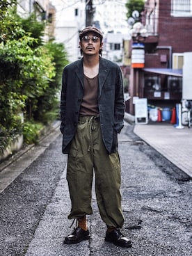 「アイテム（ハンチング/ベレー帽）」を使った、ICCHOさん（メンズ・170cm・30代）の秋コーディネート