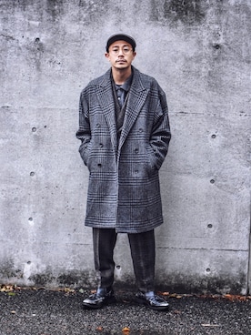 「アイテム（チェスターコート）」を使った、ICCHOさん（メンズ・170cm・30代）の冬コーディネート