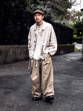 「is-ness（イズネス）のアイテム」を使った、ICCHOさん（メンズ・170cm）の春コーディネート