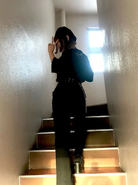 「全身黒」｜𝘾𝙃𝙄さん（レディース・158cm）の秋コーディネート