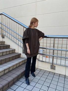 「JEANASIS（ジーナシス）のアイテム（スウェット）」を使った、Rieさん（レディース・158cm）の冬コーディネート