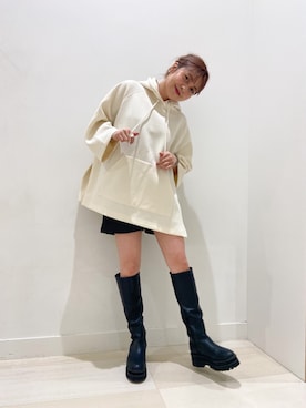 「ジーナシス」｜「アイテム（パーカー）」を使った、Rieさん（レディース・158cm）の冬コーディネート