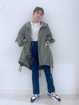 「JEANASIS（ジーナシス）のアイテム（ミリタリージャケット）」を使った、Rieさん（レディース・158cm）の春コーディネート