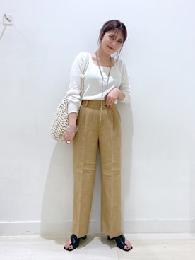 「ジーナシス」｜「アイテム（トートバッグ）」を使った、Rieさん（レディース・158cm）の春コーディネート