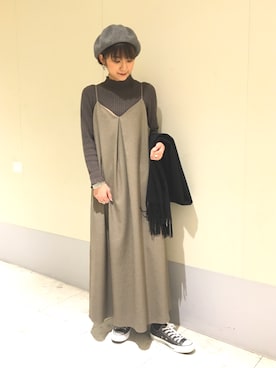 「Rouge vif（ルージュヴィフ）のアイテム（ハンチング/ベレー帽）」を使った、たねやんさん（レディース・157cm）の秋コーディネート