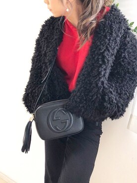 「MOUSSY（マウジー）のアイテム（ノーカラージャケット）」を使った、Akaneさん（レディース・155cm）の冬コーディネート
