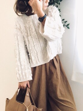 「マスタードイエロー」｜Akaneさん（レディース・155cm）の冬コーディネート