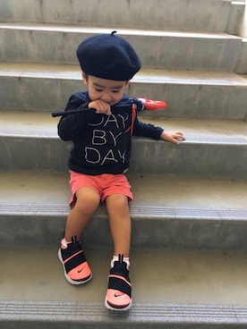 「babygap」｜「アイテム（ハンチング/ベレー帽）」を使った、まるちゃん♥さん（キッズ・80cm）の秋コーディネート