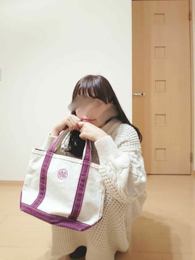 L.L.Beanのトートバッグ（パープル系）を使った人気ファッション