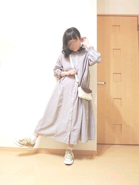 「アイテム（イヤリング（片耳用）、ホワイト系）」を使った、カナエさん（レディース・150cm）の春コーディネート