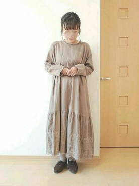 「Samansa Mos2（サマンサ モスモス）のアイテム（イヤリング）」を使った、カナエさん（レディース・150cm）の秋コーディネート