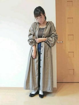 「ガウン」｜「アイテム（バレエシューズ）」を使った、カナエさん（レディース・150cm）の秋コーディネート