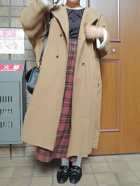 「ダブルボタン」｜「アイテム（その他アウター）」を使った、カナエさん（レディース・150cm）の秋コーディネート