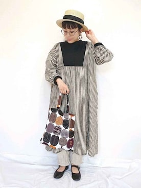 「SVEC（シュベック）のカンフーシューズ kung fu Shoes / ストラップパンプス（バレエシューズ）」を使った、カナエさん（レディース・150cm）の夏コーディネート