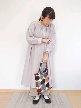 「SVEC（シュベック）のカンフーシューズ kung fu Shoes / ストラップパンプス（バレエシューズ）」を使った、カナエさん（レディース・150cm）の春コーディネート