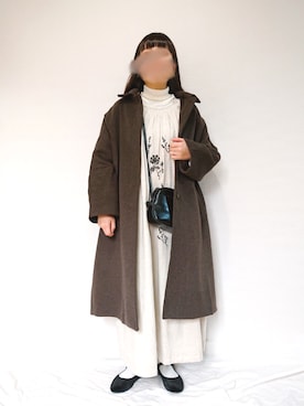 「Libra Cue（リブラ キュー）のアイテム（ステンカラーコート）」を使った、カナエさん（レディース・150cm）の冬コーディネート