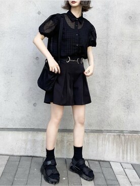 「merlot plus（メルロープリュス）のアイテム」を使った、MIHOさん（レディース・153cm）の夏コーディネート