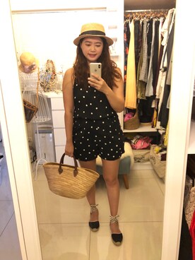 「MANGO（マンゴ）のアイテム（オールインワン・サロペット）」を使った、Sunny Fanさん（レディース・170cm）の夏コーディネート