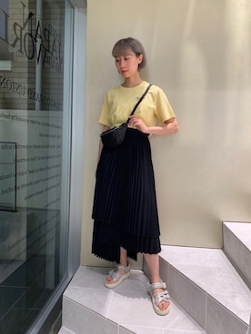 「CLANE（クラネ）のアイテム（スカート）」を使った、akiさん（レディース・162cm）の夏コーディネート