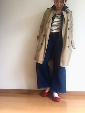 「united arrows」｜「アイテム（トレンチコート）」を使った、く ろ さん（レディース・155cm）の春コーディネート