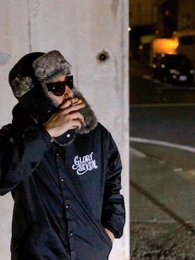 「NEWERA」｜「アイテム（ナイロンジャケット）」を使った、EMPTYさん（メンズ・175cm）の冬コーディネート