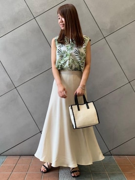 「リーフプリント」｜oka_sさん（レディース・159cm）の夏コーディネート