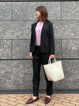 「オフィス」｜「アイテム（ノーカラージャケット）」を使った、oka_sさん（レディース・159cm）の夏コーディネート