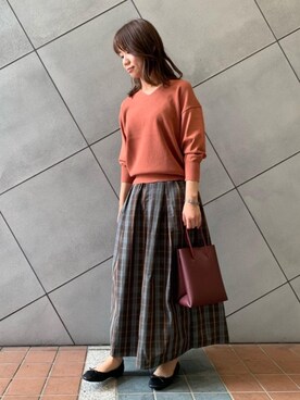「Ｖネック」｜「アイテム（シューズ）」を使った、oka_sさん（レディース・159cm）の夏コーディネート