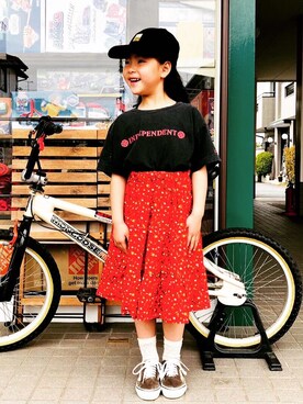 「vans」｜「アイテム（キャップ）」を使った、kanade〔churchill〕さん（キッズ・120cm）の春コーディネート