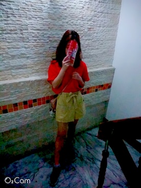 「アイテム（カーゴパンツ、イエロー系）」を使った、尹喵🐱さん（レディース・151cm）の夏コーディネート