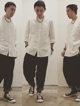 「initial（イニシャル）のアイテム（パンツ）」を使った、KLeeさん（メンズ・175cm）の冬コーディネート