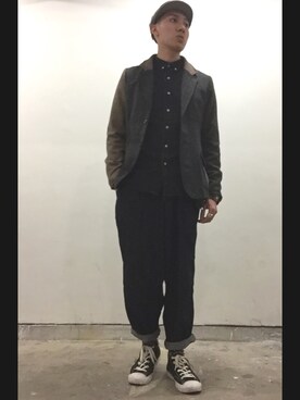 「initial（イニシャル）のアイテム（パンツ）」を使った、KLeeさん（メンズ・175cm）の春コーディネート