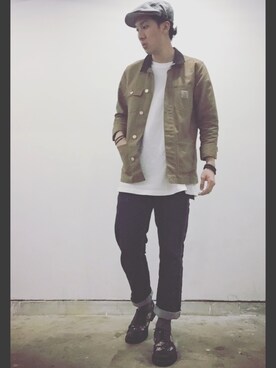 「Carhartt WIP（カーハートダブリューアイピー）のアイテム（デニムジャケット）」を使った、KLeeさん（メンズ・175cm）の夏コーディネート