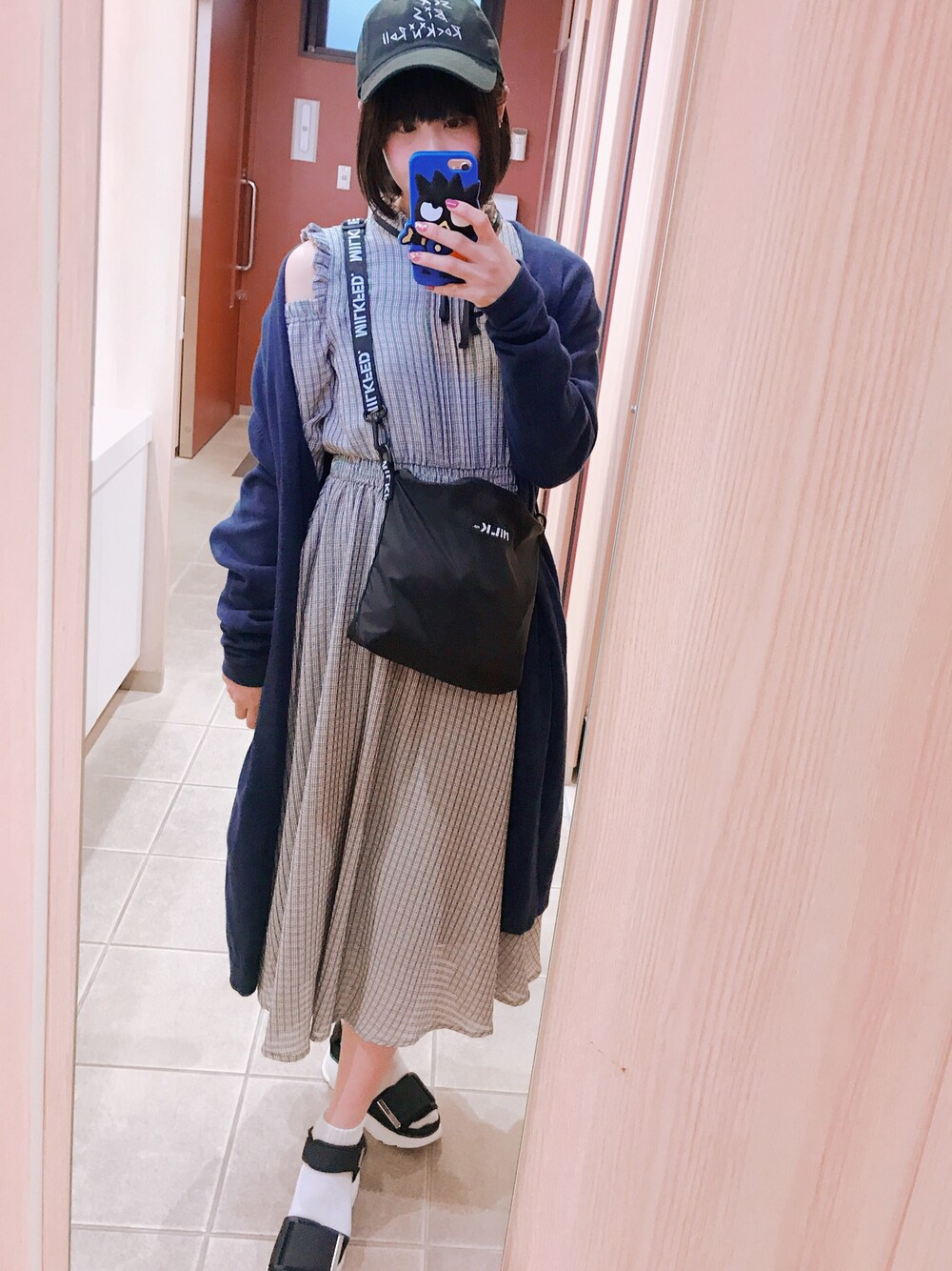 「MILKFED.のアイテム（ショルダーバッグ、ブラック系）」を使った、꒰よたんちゃん꒱さん（レディース・159cm）の春コーディネートの1枚目の写真