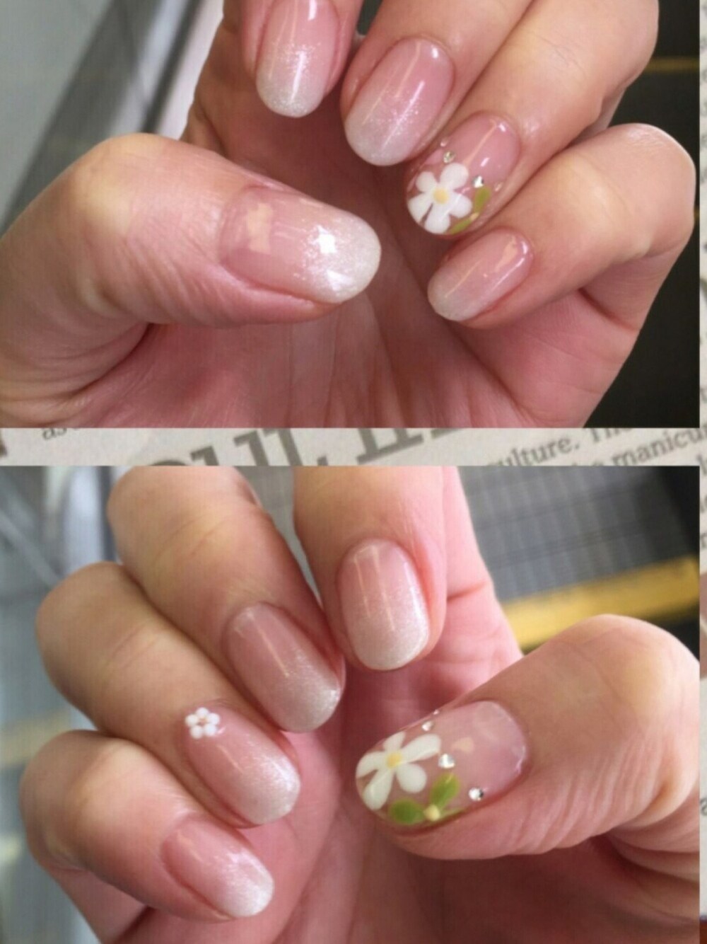 「ジェルネイル、ラメグラデーション、お花」｜「ネイルステーションのネイルステーション（ハンドケア/ハンドクリーム、その他）」を使った、nao5さん（レディース・165cm）の春コーディネートの1枚目の写真