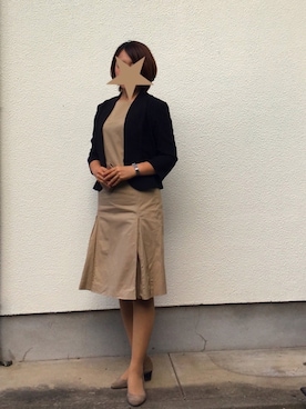「Sybilla（シビラ）のアイテム（ノーカラージャケット）」を使った、kaoriさん（レディース・155cm）の秋コーディネート