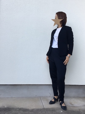「仕事コーデ」｜「アイテム（ノーカラージャケット）」を使った、kaoriさん（レディース・155cm）の秋コーディネート