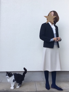 「仕事コーデ」｜「アイテム（ノーカラージャケット）」を使った、kaoriさん（レディース・155cm）の秋コーディネート