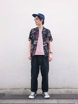 「ITTY BITTY（イッティービッティー）のアイテム（トップス）」を使った、みやこさん（メンズ・169cm）の夏コーディネート