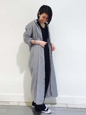 「ご近所コーデ」｜「アイテム（シャツワンピース）」を使った、m.mさん（レディース・160cm）の秋コーディネート