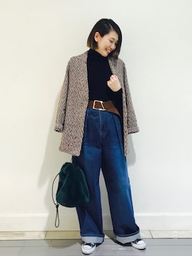 「タートル」｜「アイテム（その他アウター）」を使った、m.mさん（レディース・160cm）の秋コーディネート